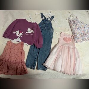 Kids Clothing Bundle with Pink Dress and Purple Sweatshirt 50 Pcs Bundle 3T to 4